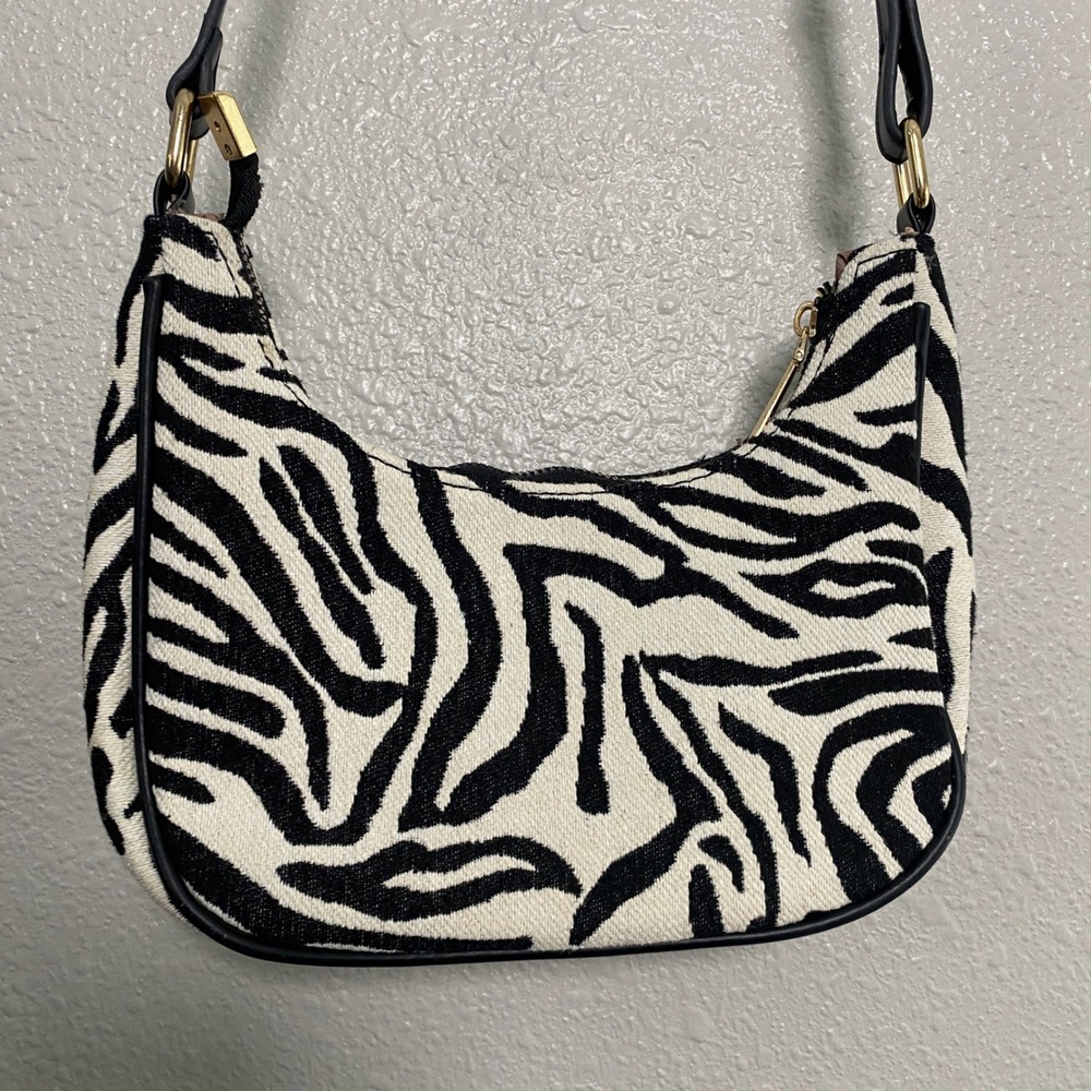 Y2K Zebra Print Crossbody Shoulder Bag 2000s McBling Bratzcore Animal Print Boho - Picture 6 of 8